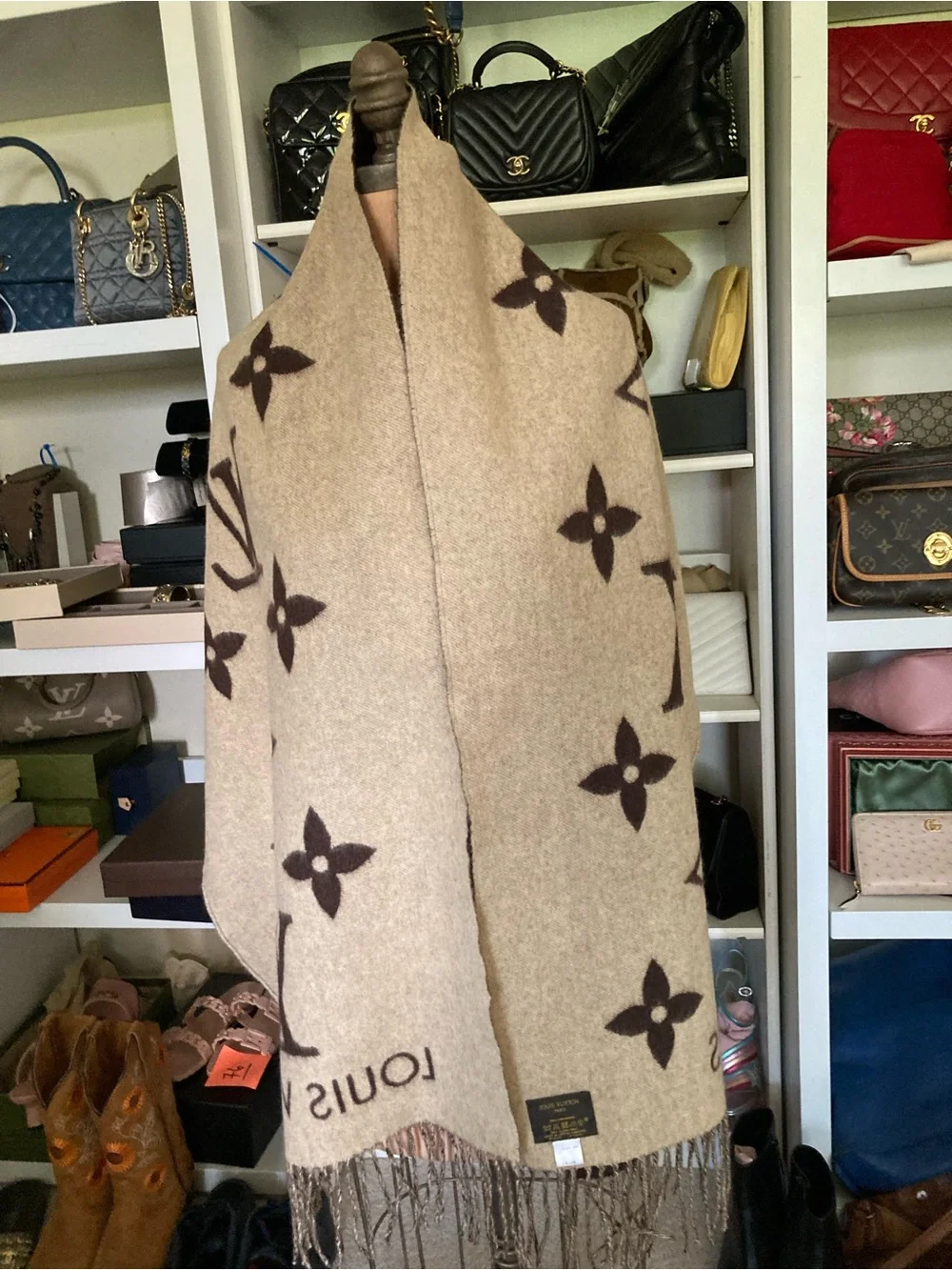 Louis Vuitton Brown & Beige Monogram Reversible Scarf